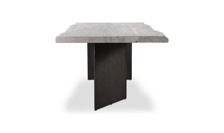 Modern table with a black base on a white background
