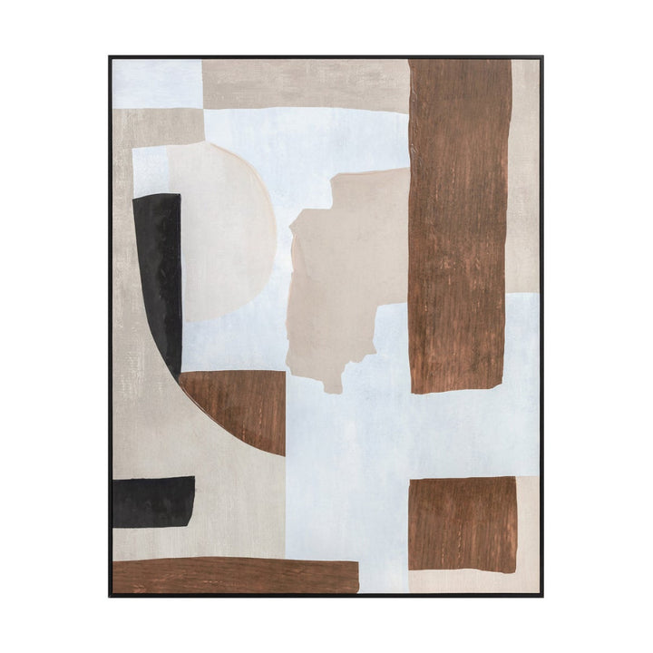 Abstract art piece with geometric shapes on a white background