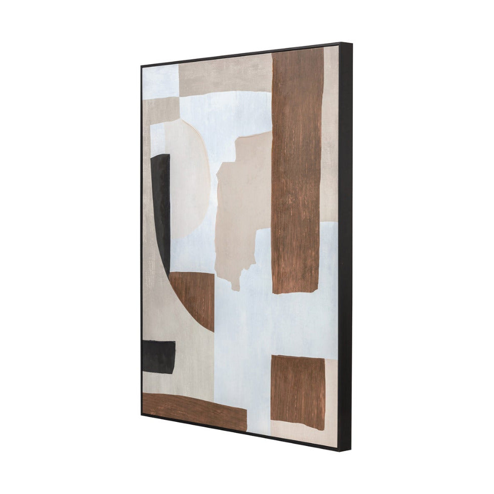 Abstract art piece with geometric shapes on a white background