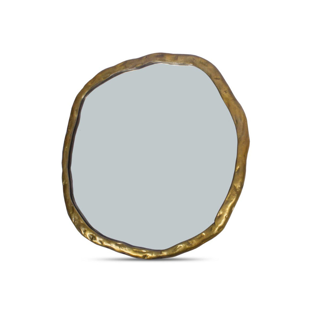 Decorative mirror with a gold frame on a white background