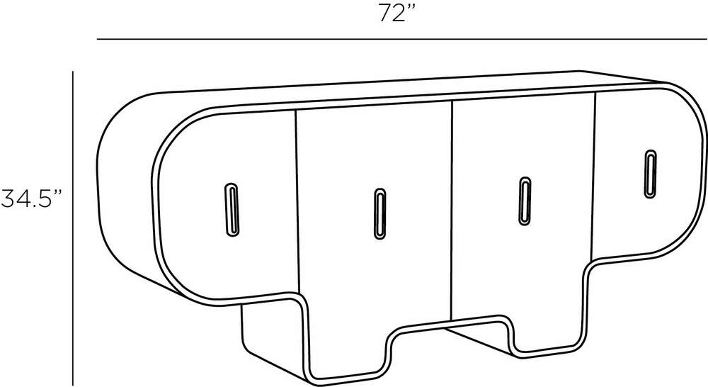 Line drawing of a rectangular object with dimensions labeled