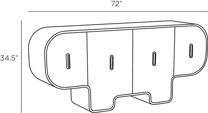 Line drawing of a rectangular object with dimensions labeled