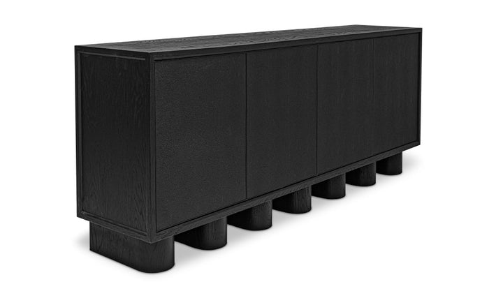 Black sideboard with minimalist design on a white background