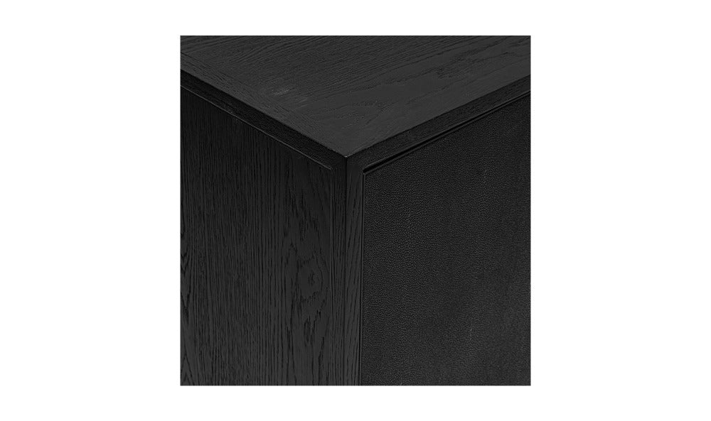 Close-up of black sideboard on a white background