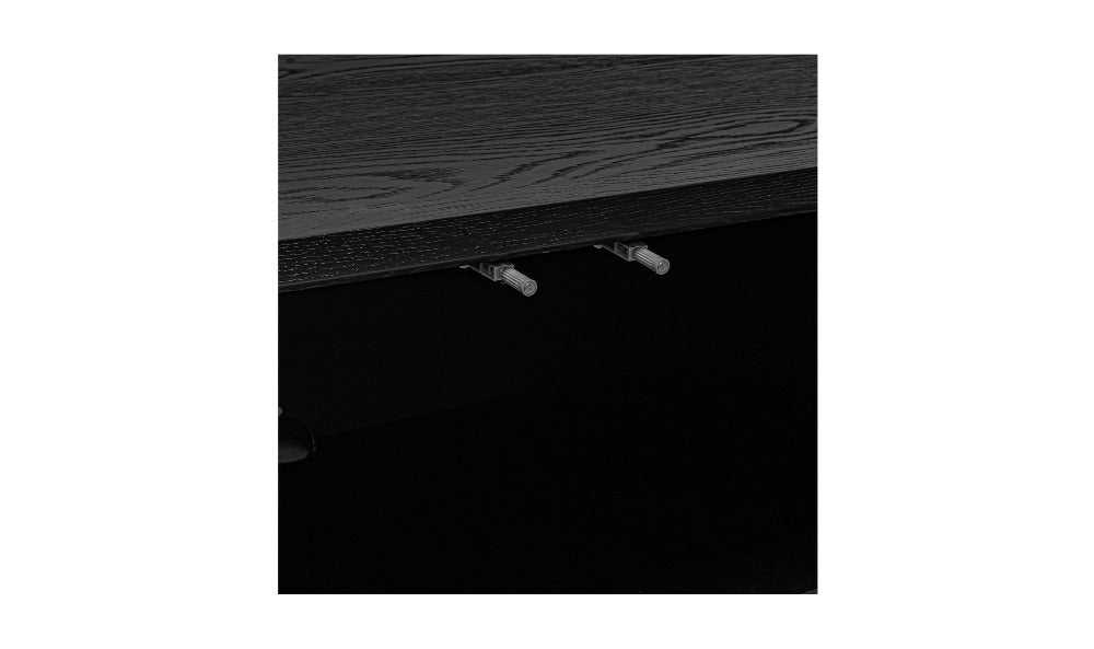 Wooden sideboard with hooks on a white background