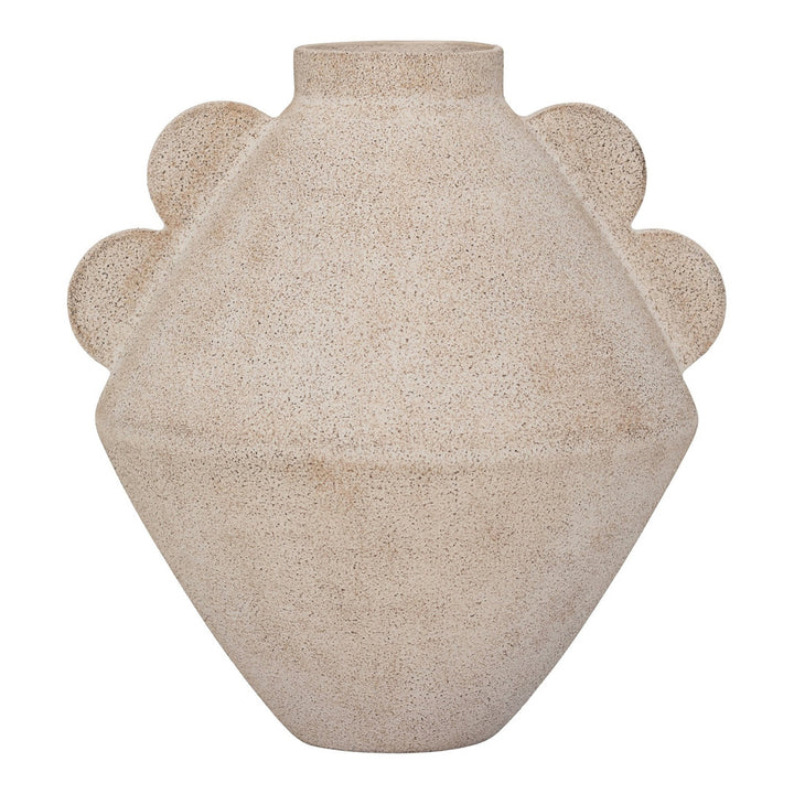 Beige textured vase on a white background