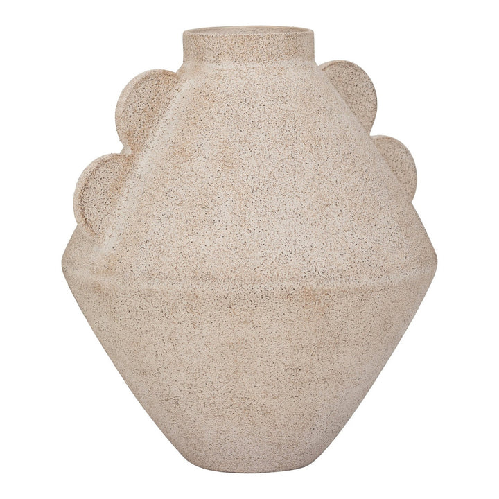 Textured beige vase on a white background