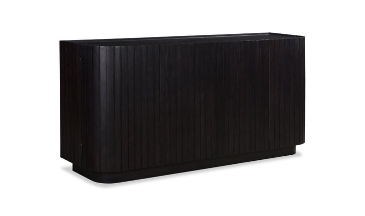 Black rectangular sideboard on a white background