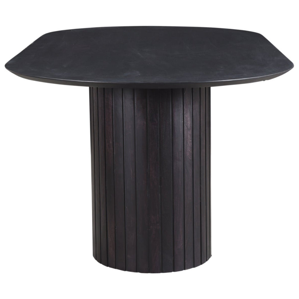 Black side table with a unique design on a white background