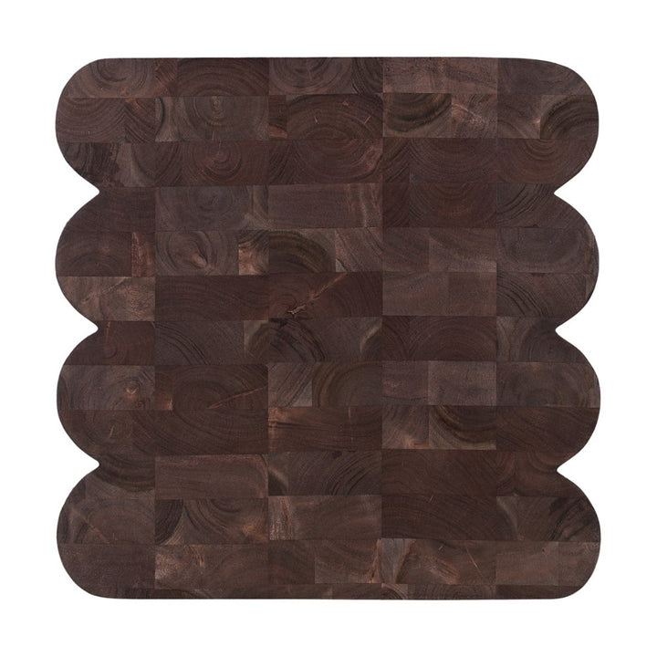 Top view of brown textured side table on a white background