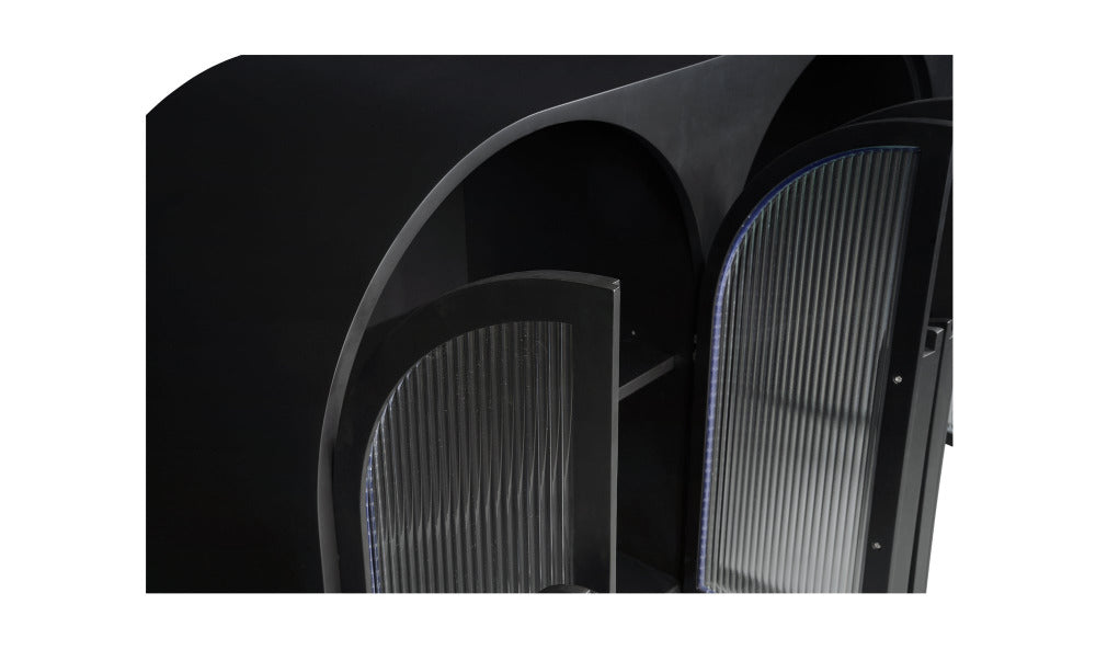 Close-up of a sideboard's arched doors