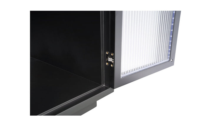 Close-up of a black sideboard