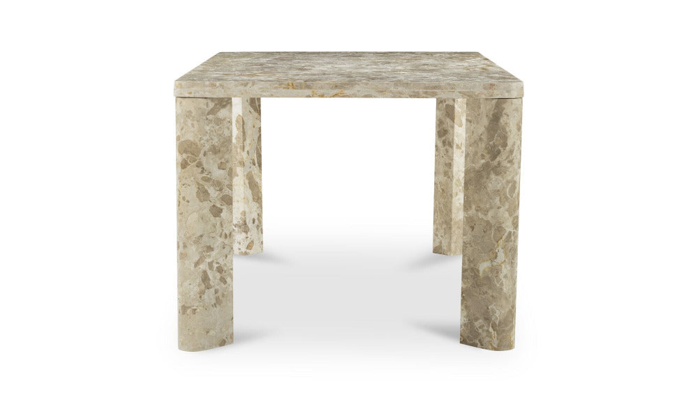 Marble table with a panther pattern on a white background