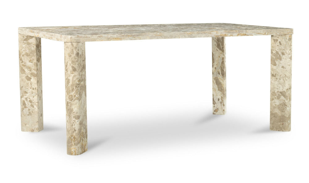 Dining table with marble texture on a white background