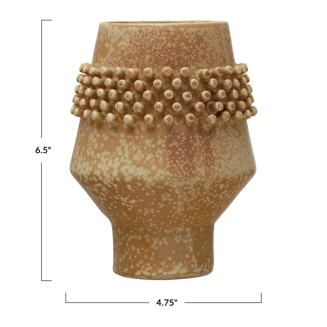 Stoneware Vase w/ Raised Dots, Reactive Glaze - ARANZASU
