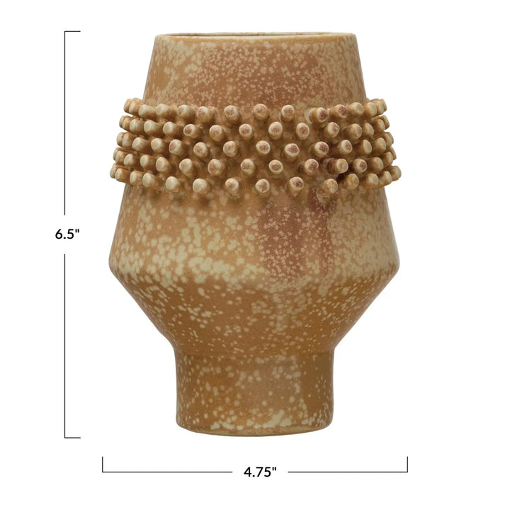 Stoneware Vase w/ Raised Dots, Reactive Glaze - ARANZASU