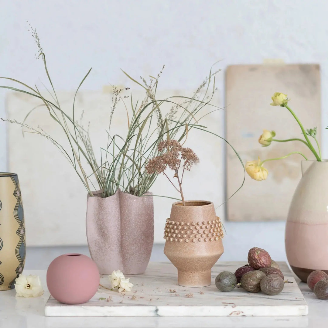 Stoneware Vase w/ Raised Dots, Reactive Glaze - ARANZASU