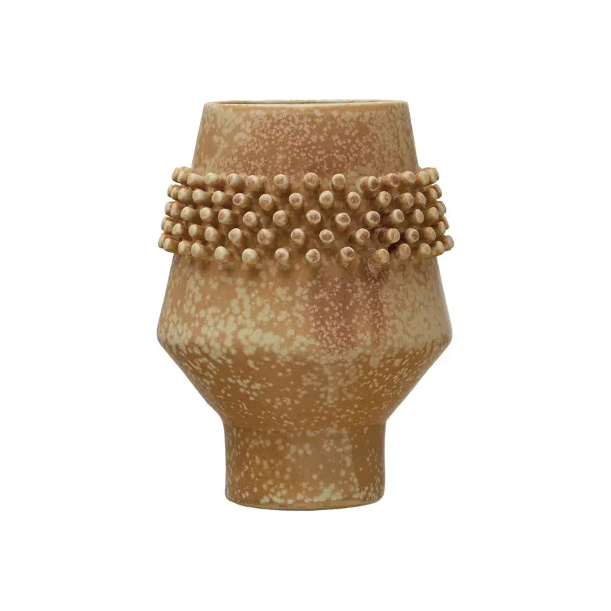Stoneware Vase w/ Raised Dots, Reactive Glaze - ARANZASU