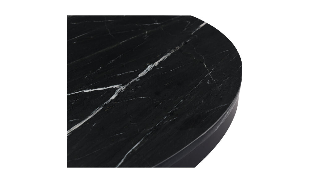 Black marble quarter circle slab on a white background