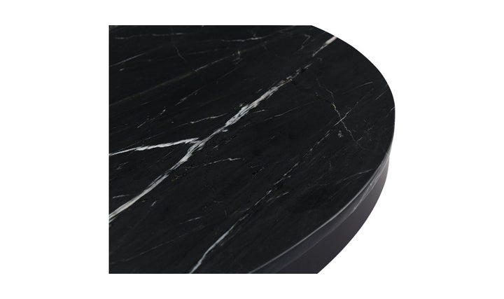 Black marble quarter circle slab on a white background