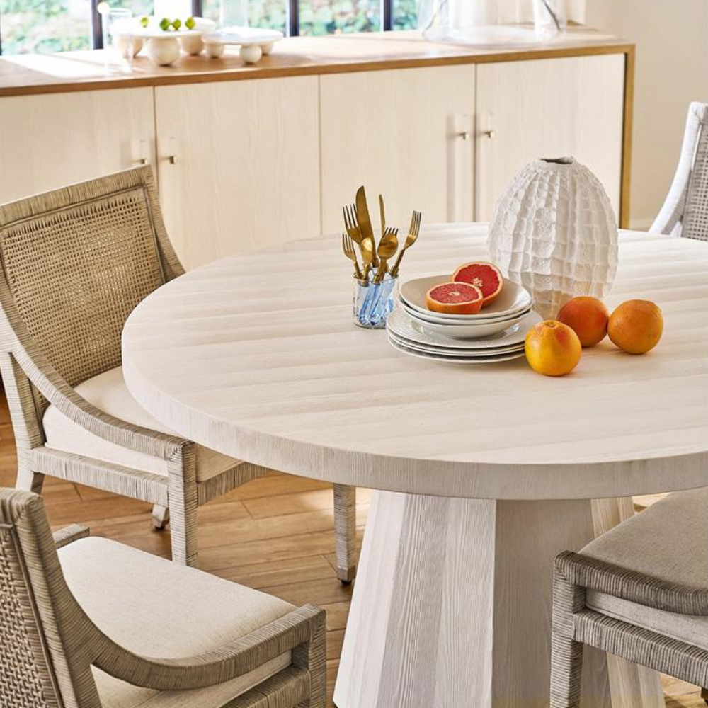 White Oak Round Extendable Dining Table - 54-74"W