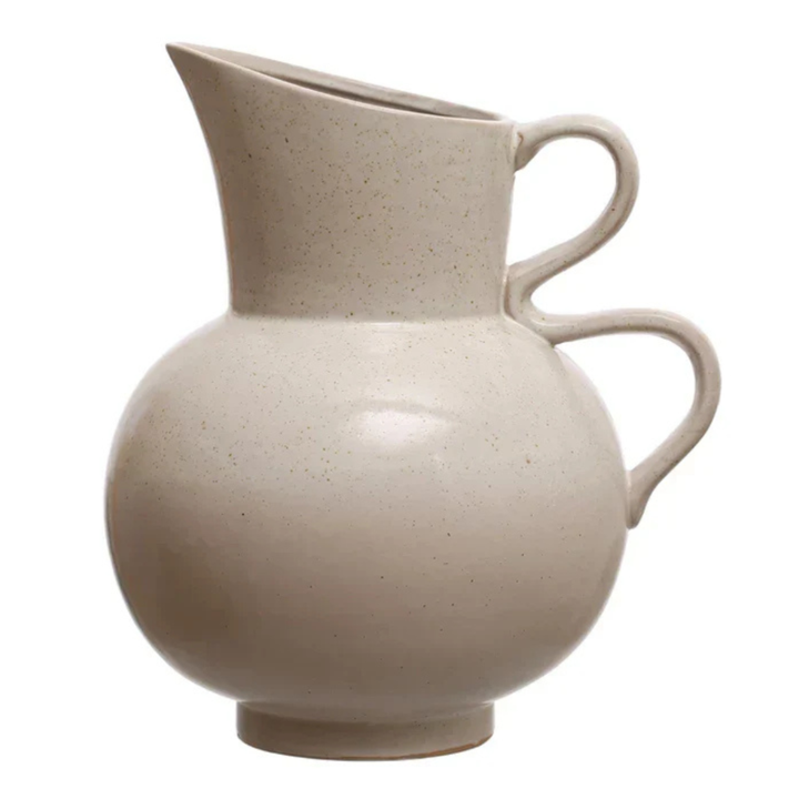 Camber Stoneware Pitcher 2.5 Quart – Off White Reactive Glaze Decorative Jug