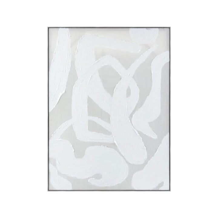 Arjan Framed Art with hand-painted taupe abstract brushstrokes on white background