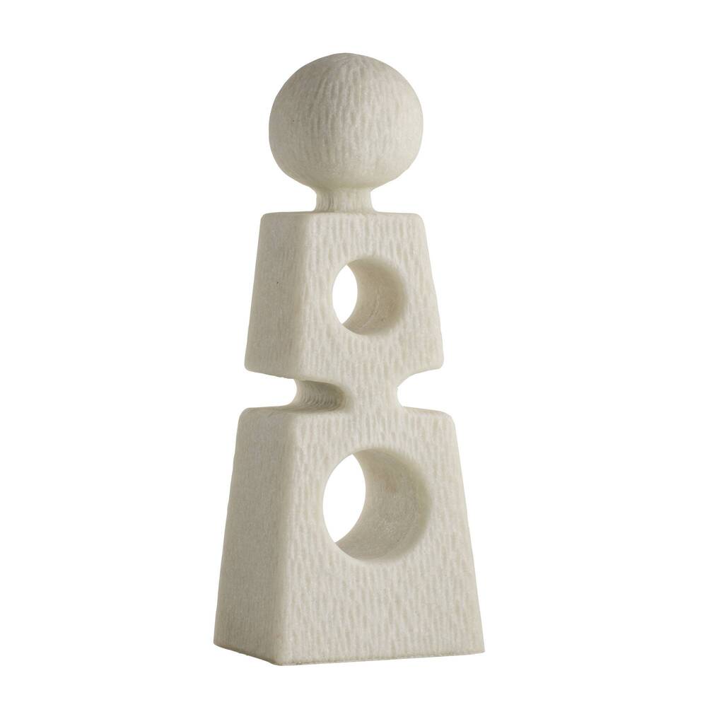 Abstract sculpture with geometric shapes on a white background