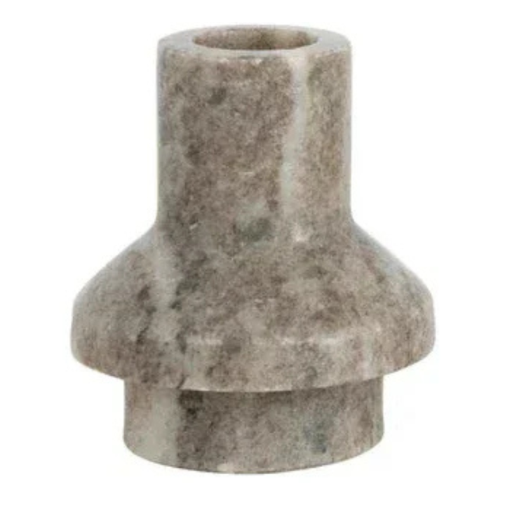 Beige Polished Marble Candle Holder - 3-Inch Round Taper Holder
