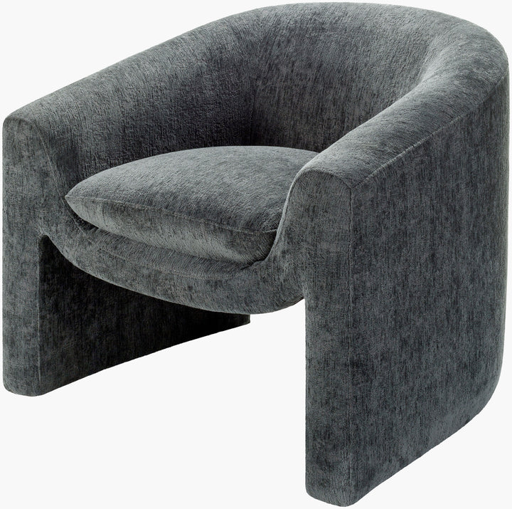 Cascadia Accent Chair in teal chenille, sculptural barrel silhouette on white background