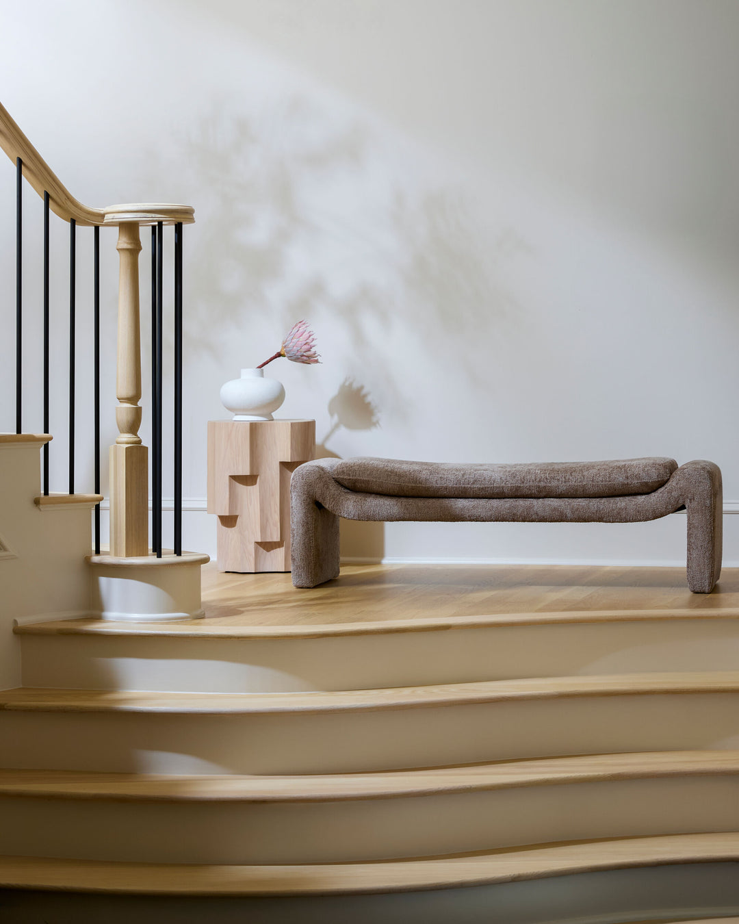 Cascadia Bench styled in a warm neutral room