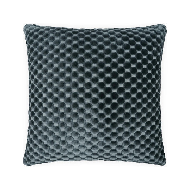 Dance Pacific decorative pillow in deep blue wave cut velvet on white background