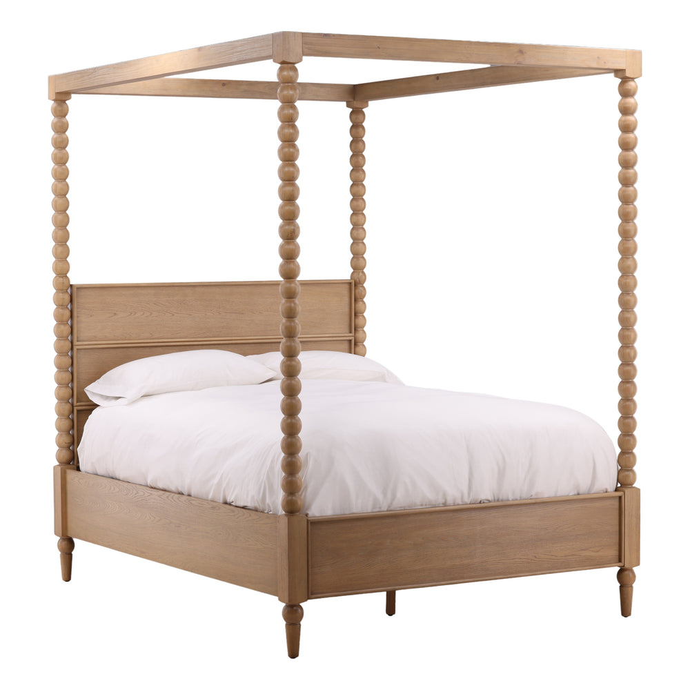 Marcellina Bed in natural oak, three-quarter view