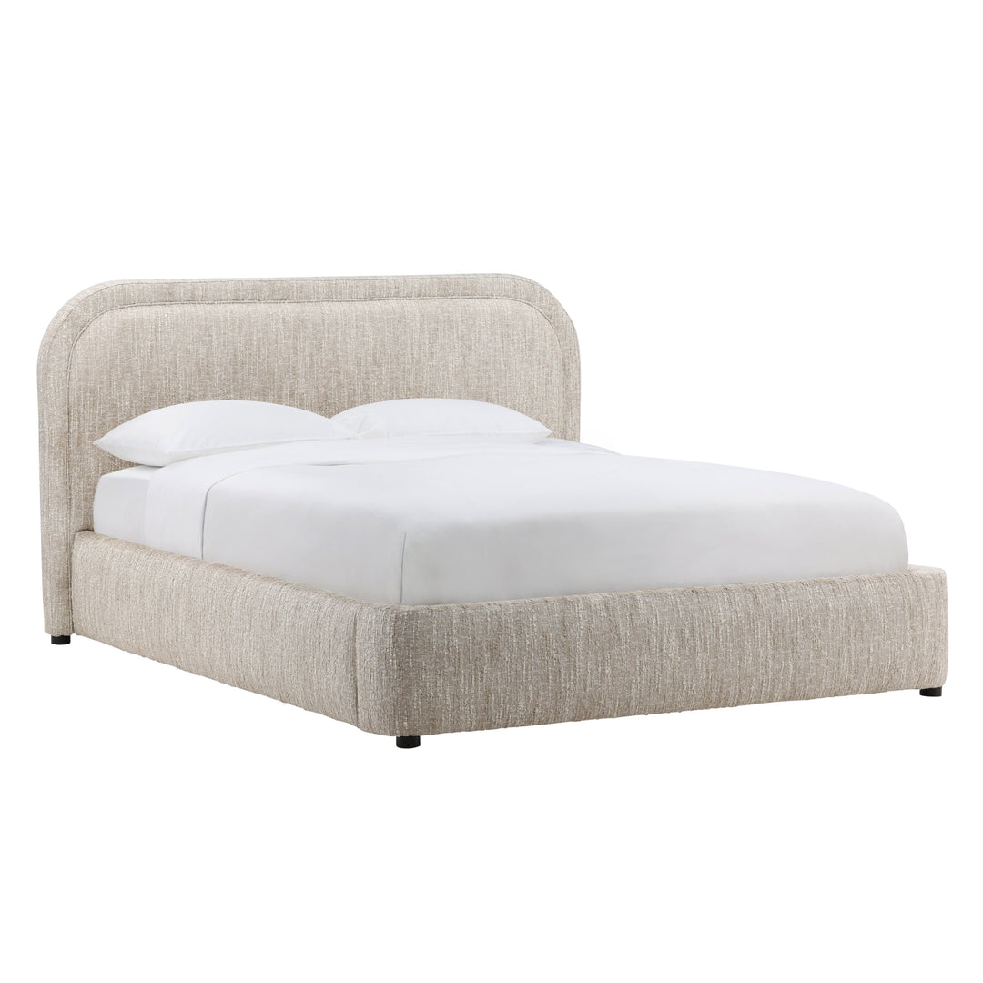 Agi Bed in Napa Beige bouclé, three-quarter view