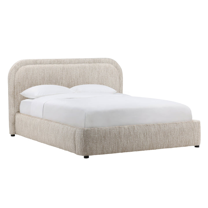 Agi Bed in Napa Beige bouclé, three-quarter view