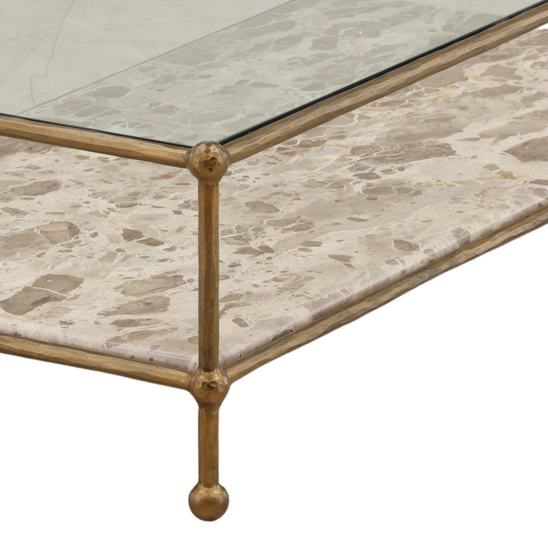 Verto Coffee Table antique brass base detail