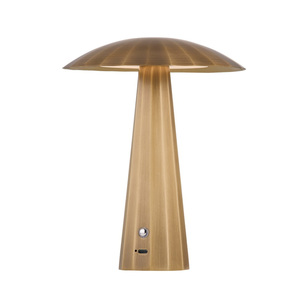Henniker faceted patina brass rechargeable mini table lamp with clear etched acrylic shade