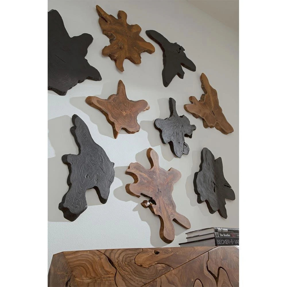 Marcello Rustic Lodge Black Teak Wood Wall Sculpture