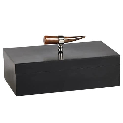 Pollock Modern Classic Black Resin Horn Handle Rectangular Decorative Box