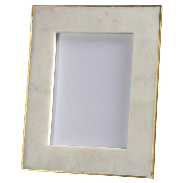 Ranma Modern Classic White Marble Brass Photo Frame - 5x7