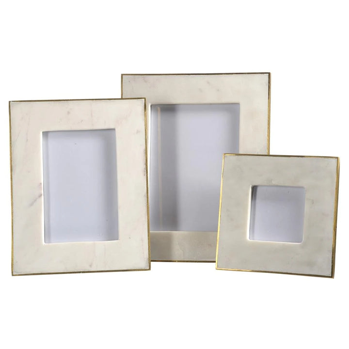 Ranma Modern Classic White Marble Brass Photo Frame - 5x7