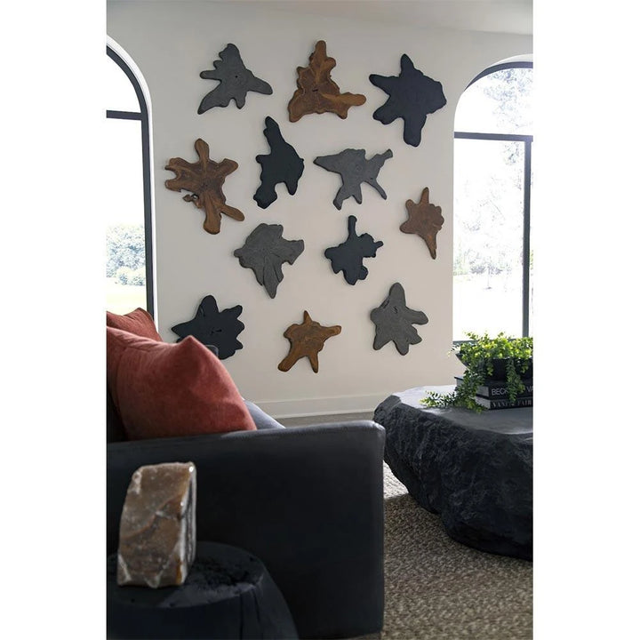 Marcello Rustic Lodge Black Teak Wood Wall Sculpture