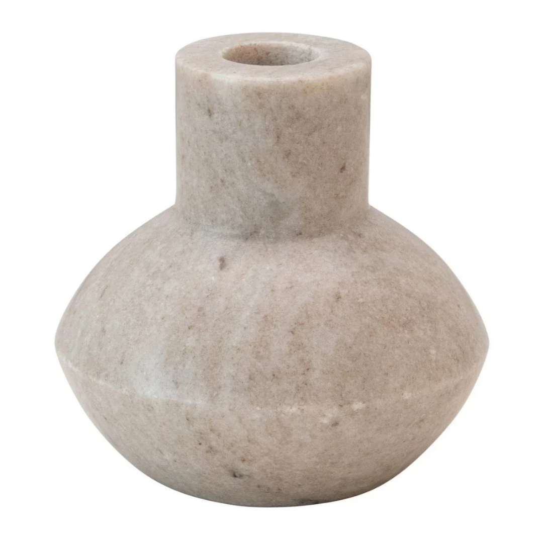 4-Inch Marble Taper Holder - Natural Stone Candle Stand