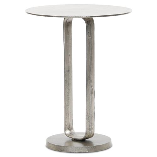 Sam Modern Classic Silver Aluminum Round Side End Table