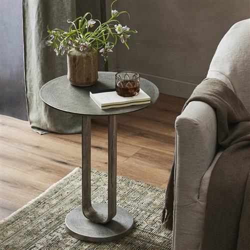 Sam Modern Classic Silver Aluminum Round Side End Table