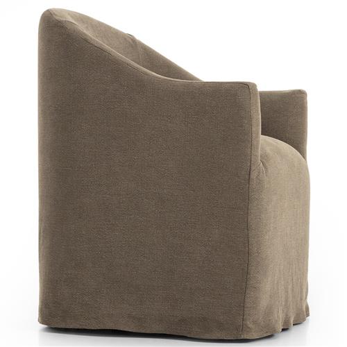 Desiree Modern French Coffee Brown Slipcover Dining Arm Chair