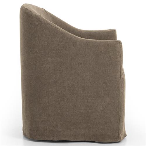 Desiree Modern French Coffee Brown Slipcover Dining Arm Chair