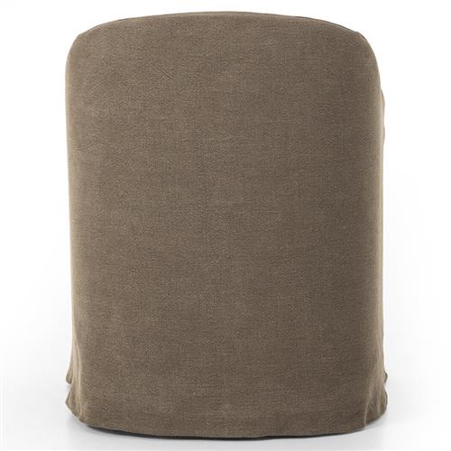 Desiree Modern French Coffee Brown Slipcover Dining Arm Chair