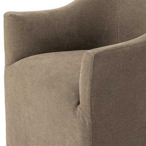 Desiree Modern French Coffee Brown Slipcover Dining Arm Chair