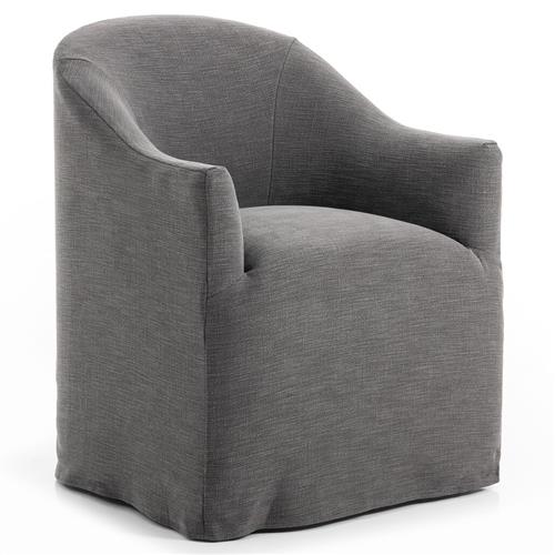 Desiree Modern French Charcoal Grey Slipcover Dining Arm Chair